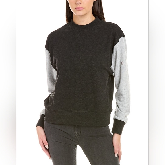 Johnny Was CALME Mock-Neck Cozy Sweatshirt gray and black Size Medium NEW - Picture 1 of 12